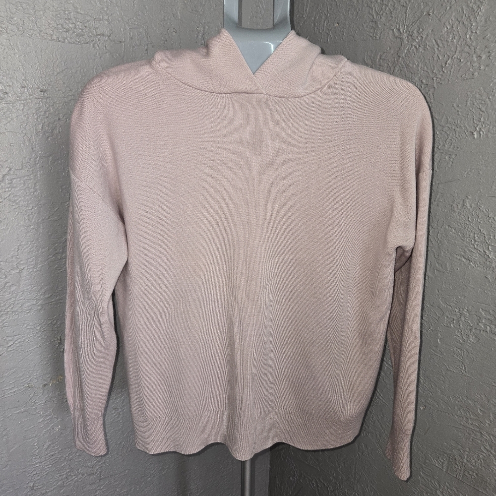 M Magaschoni Women's Light Pink Sweater Wool Hooded Cabincore